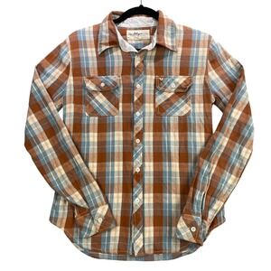 True Religion Brown and Blue Plaid Button Down Shirt